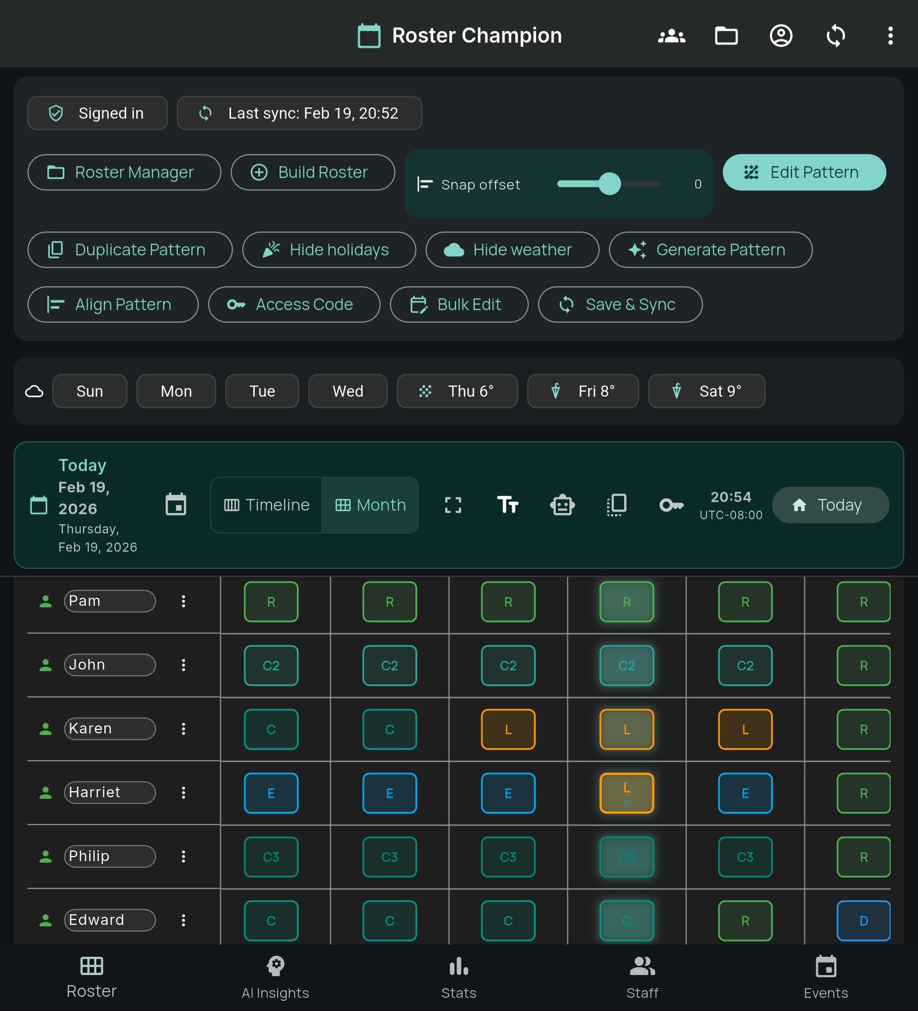 Roster Champion app screenshot