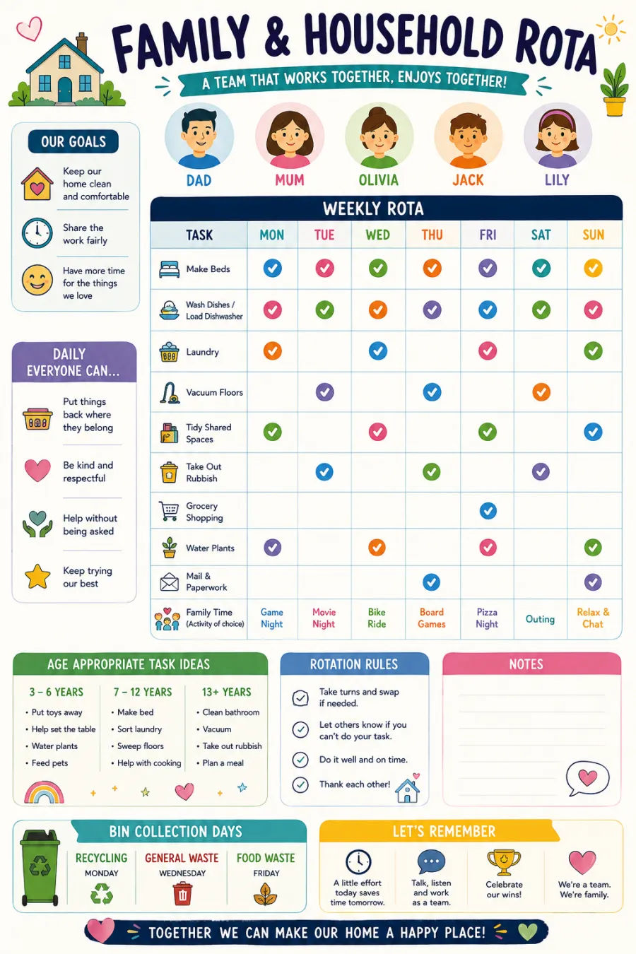 Family and household schedule artwork